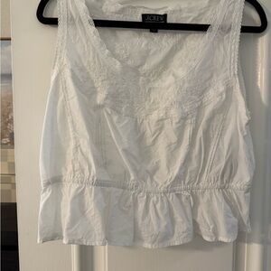 J. Crew White Sleeveless Blouse with Lace Detail